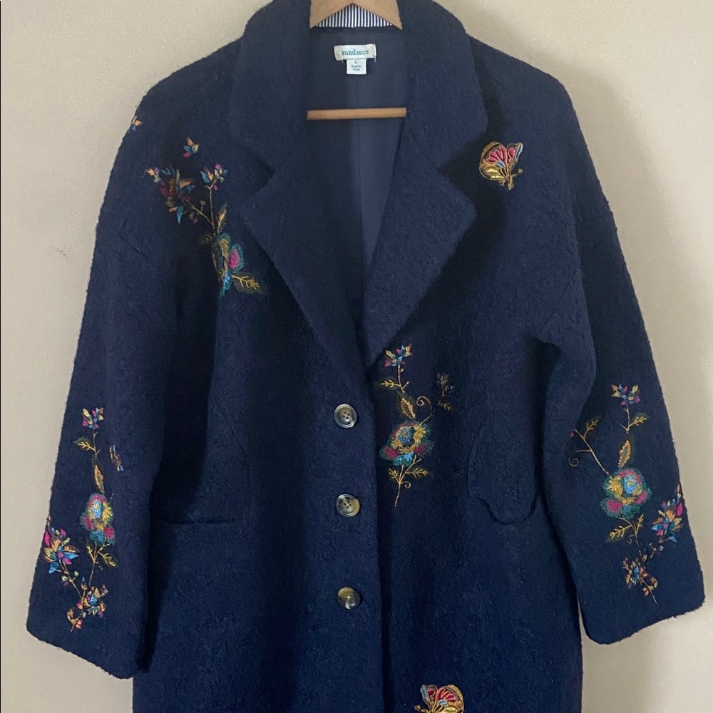 Sundance Wool Woodland Fantasy Embroidered Coat size Large - Picture 4 of 14